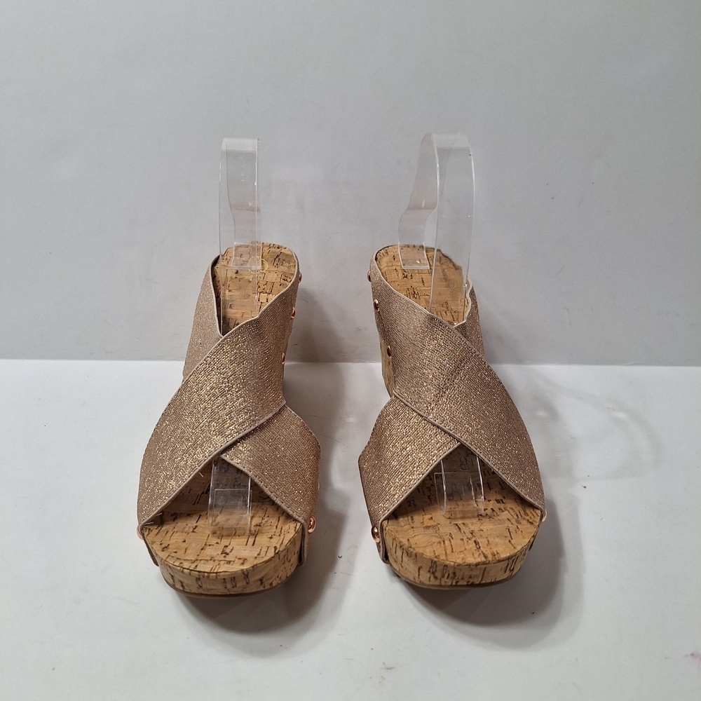 Est. 1946 Bohemian Rose Gold Metallic Strap Retro Platform Wedge Sandals Size 10 - Picture 3 of 13